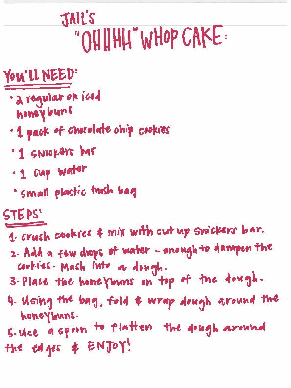 A recipe for "ohhhh whop cake"