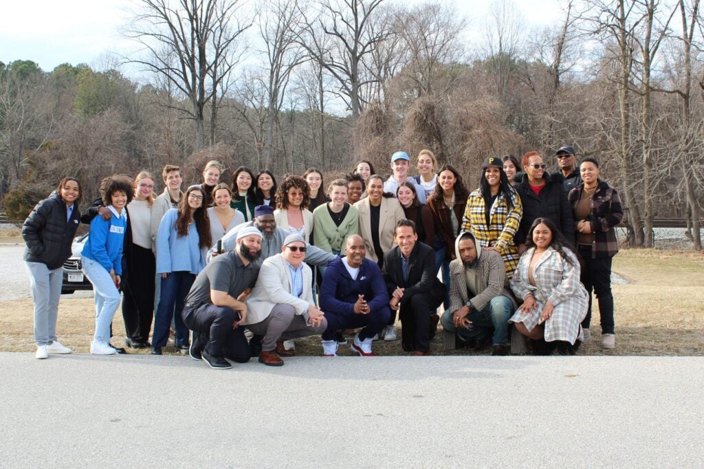 Kenneth Bond with a large group of friends, family and supporters