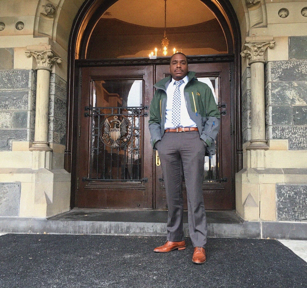 Kareem McCraney on Georgetown's campus.